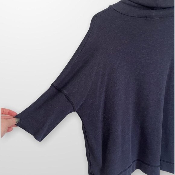 Navy James Perse Sweater Cowl Turtlenck Pullover Sweatshirt Size 2 (Small) - Picture 5 of 5